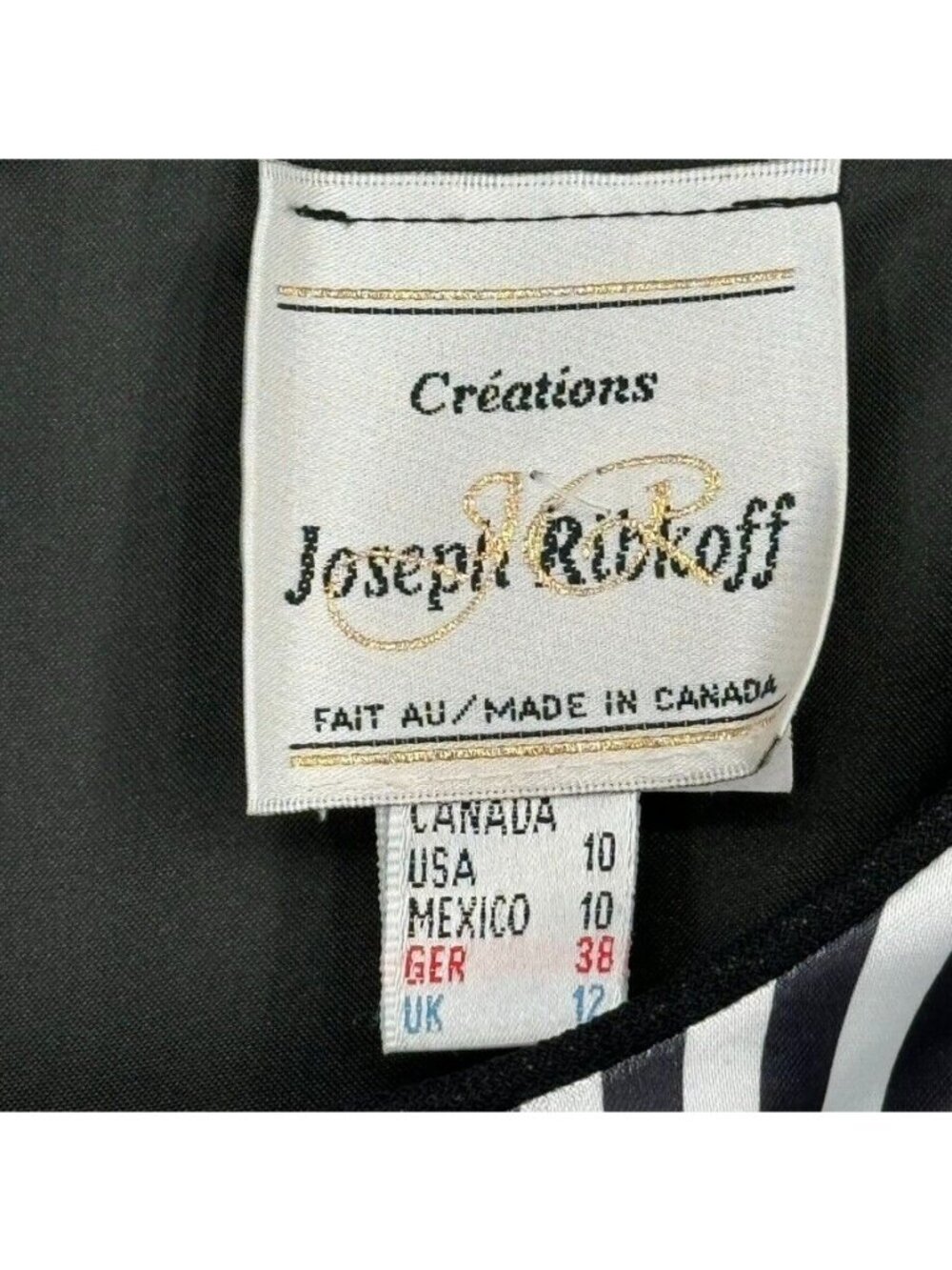 JOSEPH RIBKOFF Black Jumpsuit  Pant Suit w/ jacket womens stripes size 10 - Picture 12 of 16